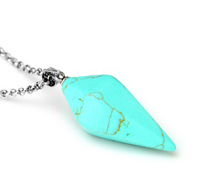 Natural Polished Crystal Dowsing Pendulum/Necklace Pendant