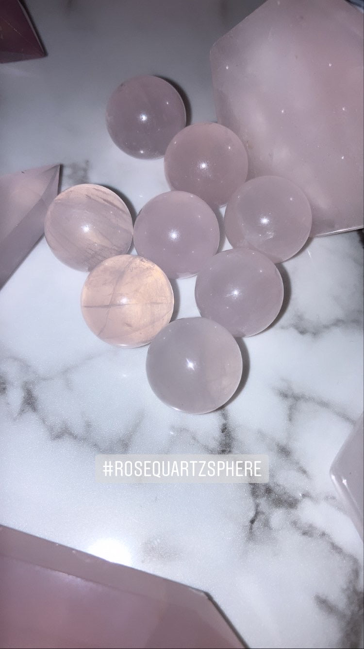 Tiny Natural Rose Quartz Spheres