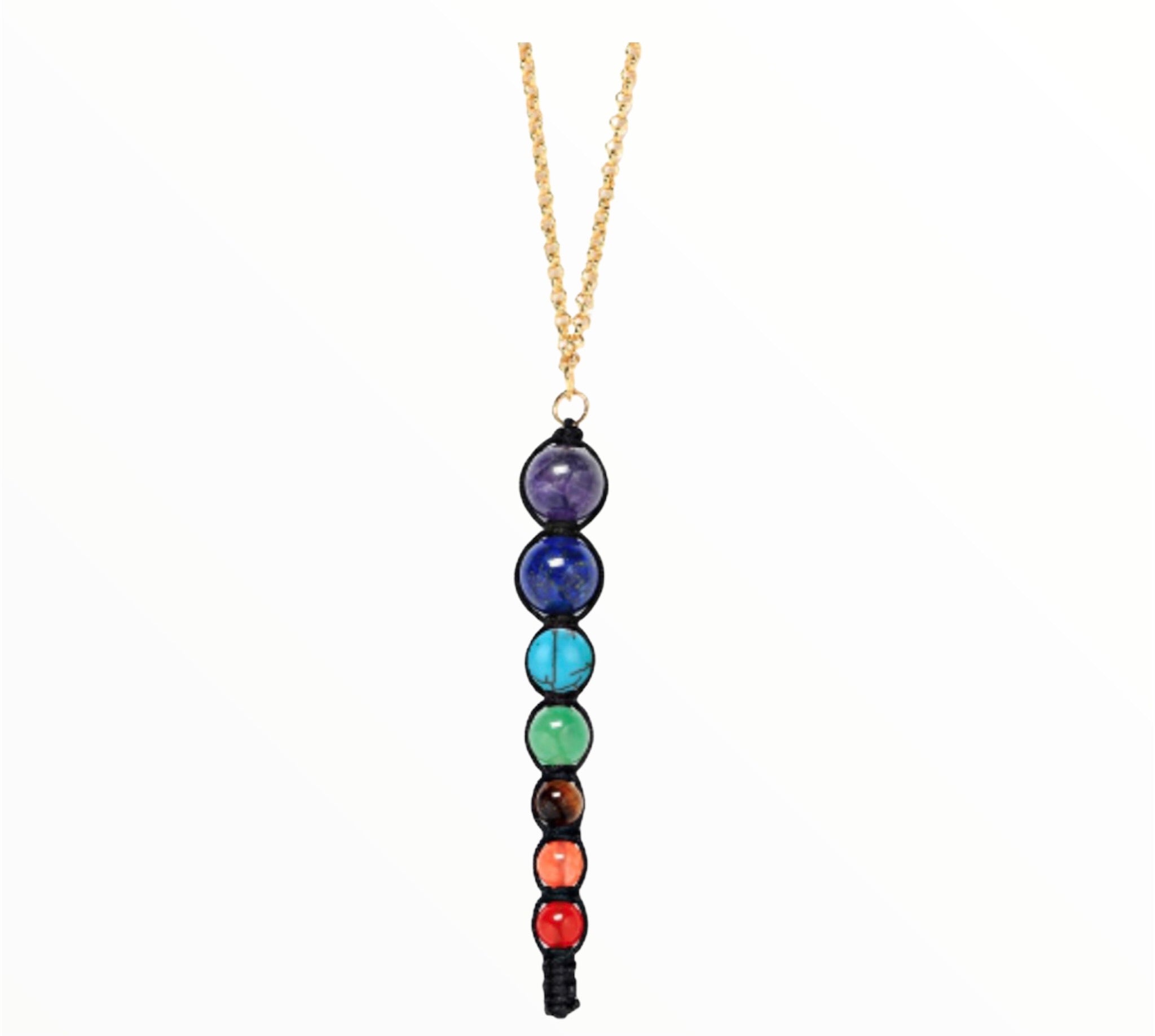 Chakra Pedant With Black Wrap & Gold Chain